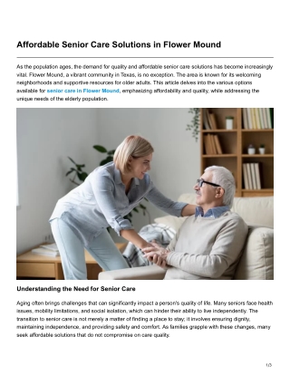 Affordable Senior Care Solutions in Flower Mound