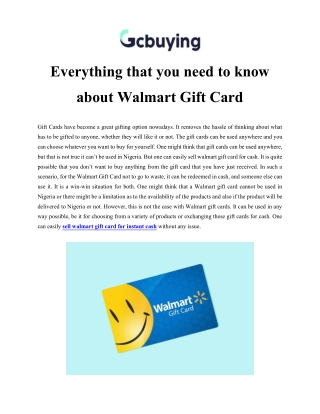 Everything that you need to know about Walmart Gift Card