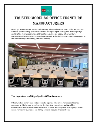 Trusted Modular Office Furniture Manufacturers