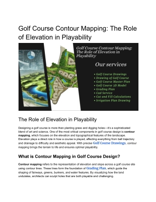 Golf Course Contour Mapping_ The Role of Elevation in Playability