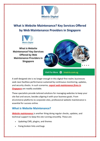 What is Website Maintenance? Key Services Offered by Web Maintenance Providers i