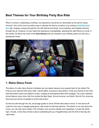 Best Themes for Your Birthday Party Bus Ride