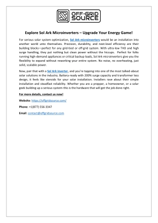 Explore Sol Ark Microinverters – Upgrade Your Energy Game!