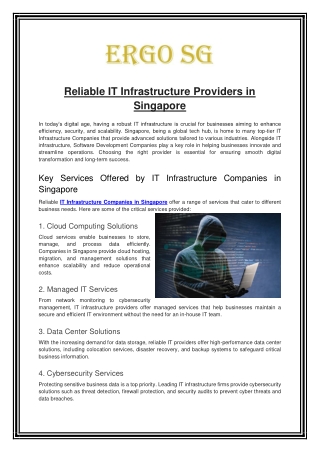 Reliable IT Infrastructure Providers in Singapore