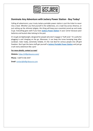 Dominate Any Adventure with Jackery Power Station -  Buy Today!