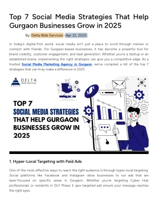 Top 7 Social Media Strategies That Help Gurgaon Businesses Grow in 2025