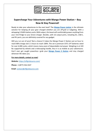 Supercharge Your Adventures with Mango Power Station