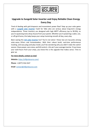 Upgrade to Sungold Solar Inverter and Enjoy Reliable Clean Energy Every Day