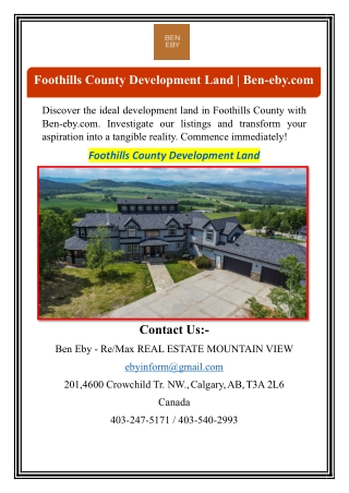Foothills County Development Land | Ben-eby.com