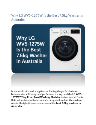 Why LG WV5-1275W Is the Best 7.5kg Washer in Australia