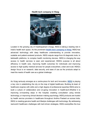 Health tech company in Vizag | INDQ