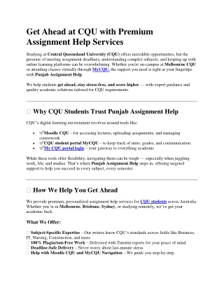 Get Ahead at CQU with Premium Assignment Help Services