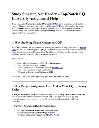 – Top-Notch CQ University Assignment Help