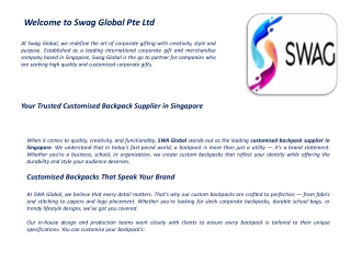 Your Trusted Customised Backpack Supplier in Singapore