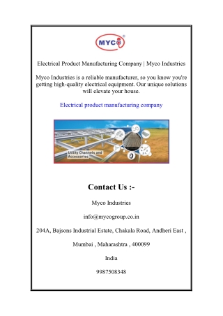 Electrical Product Manufacturing Company | Myco Industries