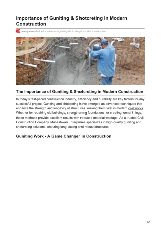 meengineers.in-Importance of Guniting  Shotcreting in Modern Construction