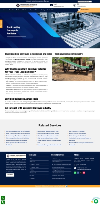 Truck Loading Conveyors in Faridabad – Streamline Your Loading Operations