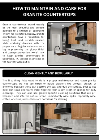 How to Maintain and Care for Granite Countertops