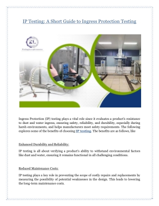 IP Testing: A Short Guide to Ingress Protection Testing