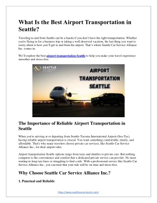 What Is the Best Airport Transportation in Seattle?