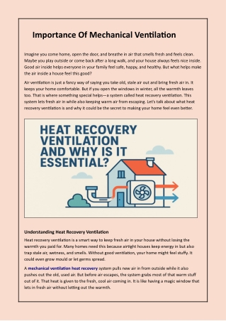 Importance Of Mechanical Ventilation