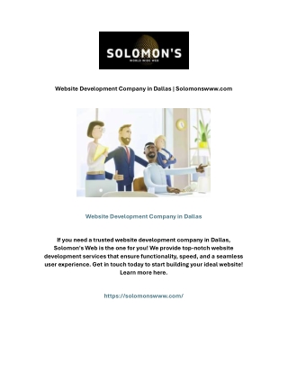 Website Development Company in Dallas | Solomonswww.com