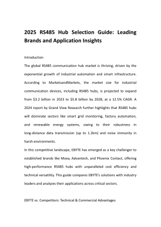 2025 RS485 Hub Selection Guide