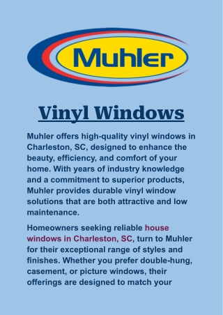 Vinyl Windows in Charleston, SC: A Smart Choice for Energy Efficiency and Style