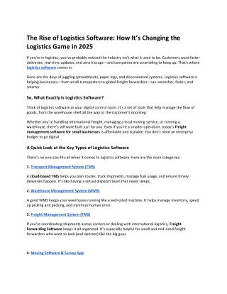 The Rise of Logistics Software: How It’s Changing the Logistics Game in 2025