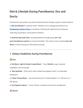 Diet & Lifestyle During Panchkarma_ Dos and Don’ts