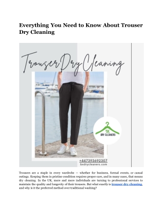 Everything You Need to Know About Trouser Dry Cleaning