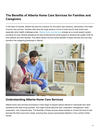 The Benefits of Alberta Home Care Services for Families and Caregivers