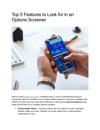 Top 5 Features to Look for in an Options Screener