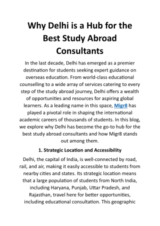 Why Delhi is a Hub for the Best Study Abroad Consultants
