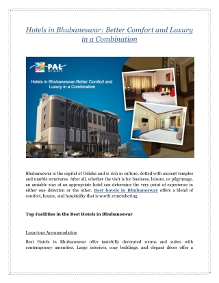 Hotels in Bhubaneswar: Better Comfort and Luxury in a Combination