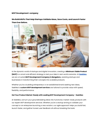 MVP Product Development Company in Bangalore