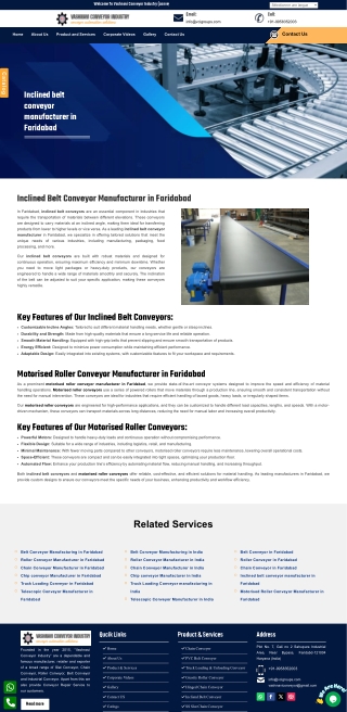 Inclined Conveyor Solutions from Faridabad – Trusted by Industries Nationwide