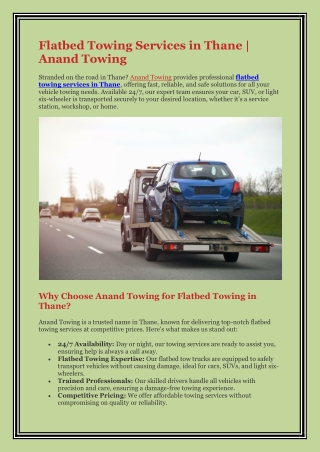 Flatbed Towing Services in Thane
