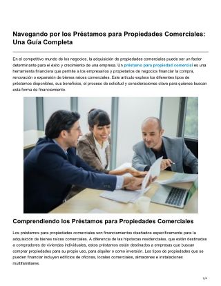 Navegando por los Préstamos para Propiedades Comerciales Una Guía Completa