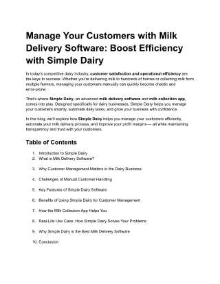 Milk Delivery Software - Milk Collection Software