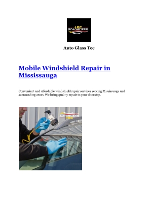 Mobile Windshield Repair in Mississauga