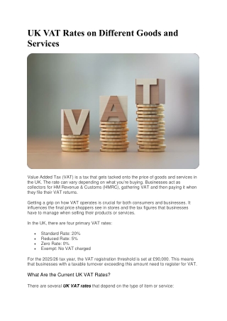 UK VAT Rates on Different Goods and Services
