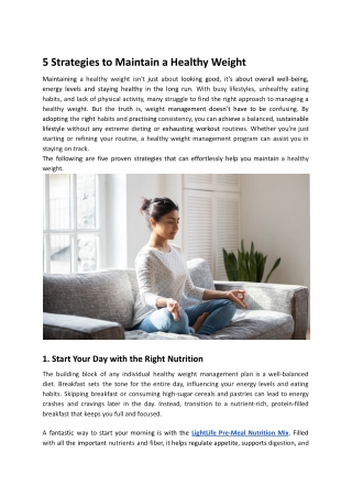 5 Strategies to Maintain a Healthy Weight