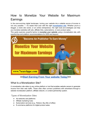 How to Monetize Your Website for Maximum Earnings