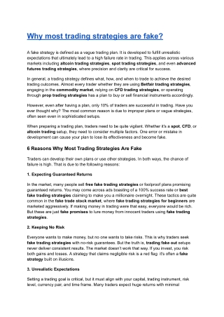 Why most trading strategies are fake