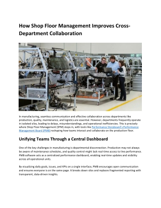 How Shop Floor Management Improves Cross-Department Collaboration
