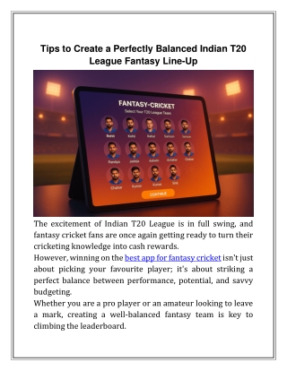 How to Make Best Fantasy Cricket Team this Indian T20 League