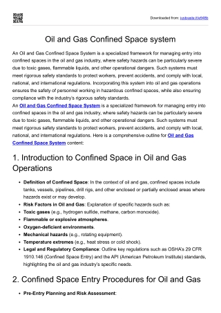 Oil and Gas Confined Space system