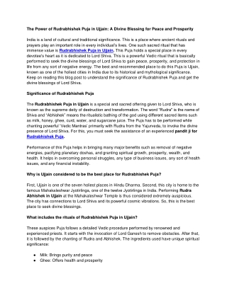 The Power of Rudrabhishek Puja in Ujjain A Divine Blessing for Peace and Prosperity