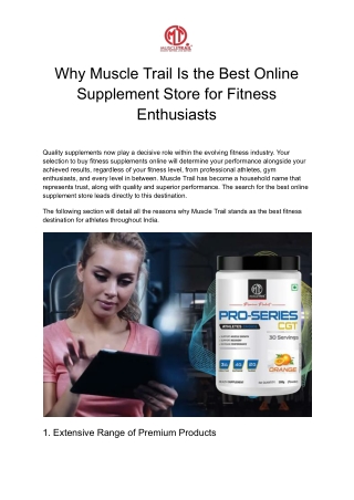 Buy Fitness Supplements Online - Muscle Trail